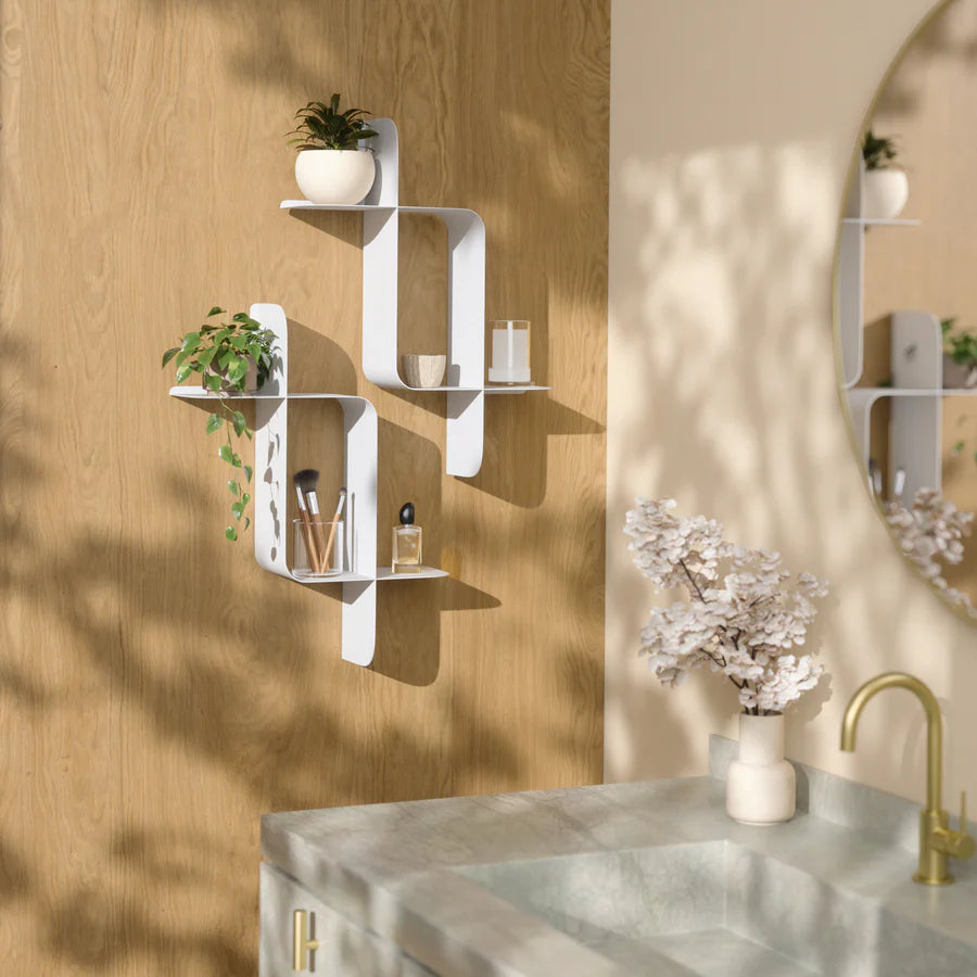 wtackleou Shop Montage Metal Wall Shelves, Set of 2