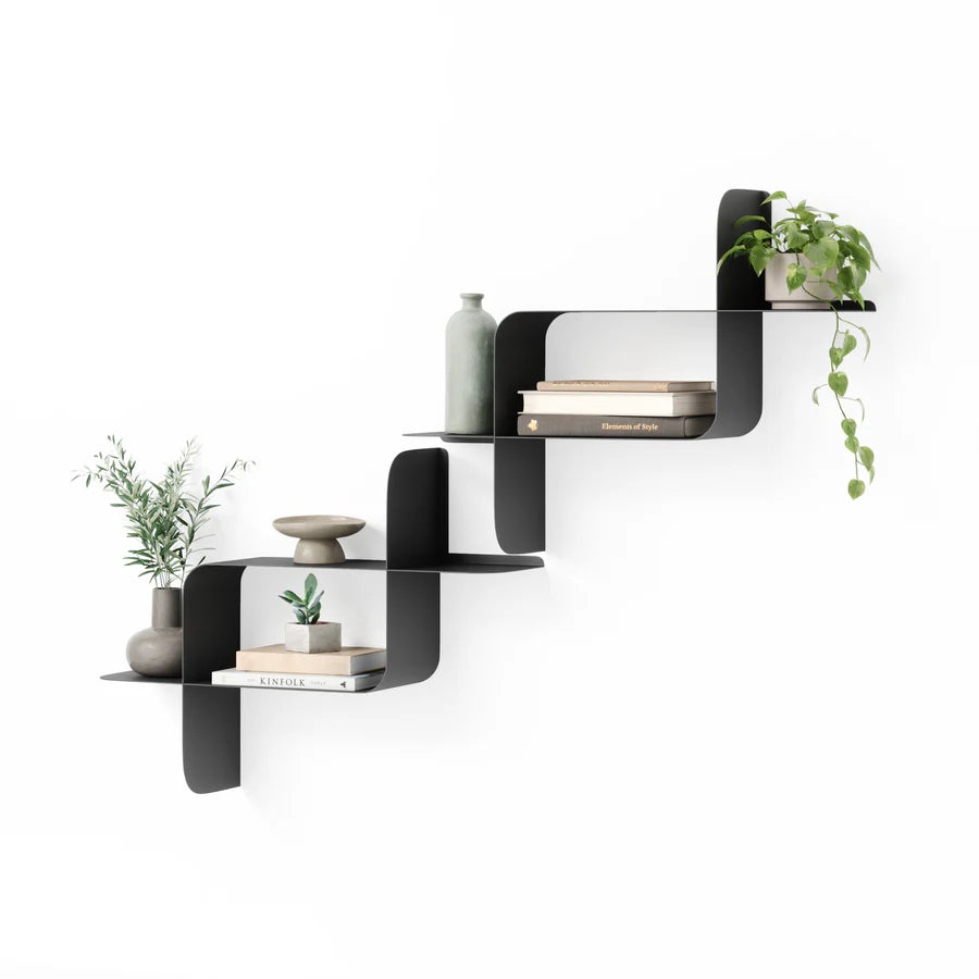 wtackleou Shop Montage Metal Wall Shelves, Set of 2