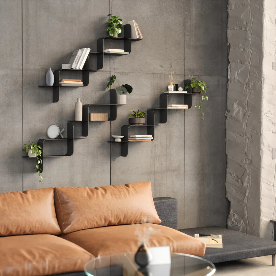 wtackleou Shop Montage Metal Wall Shelves, Set of 2